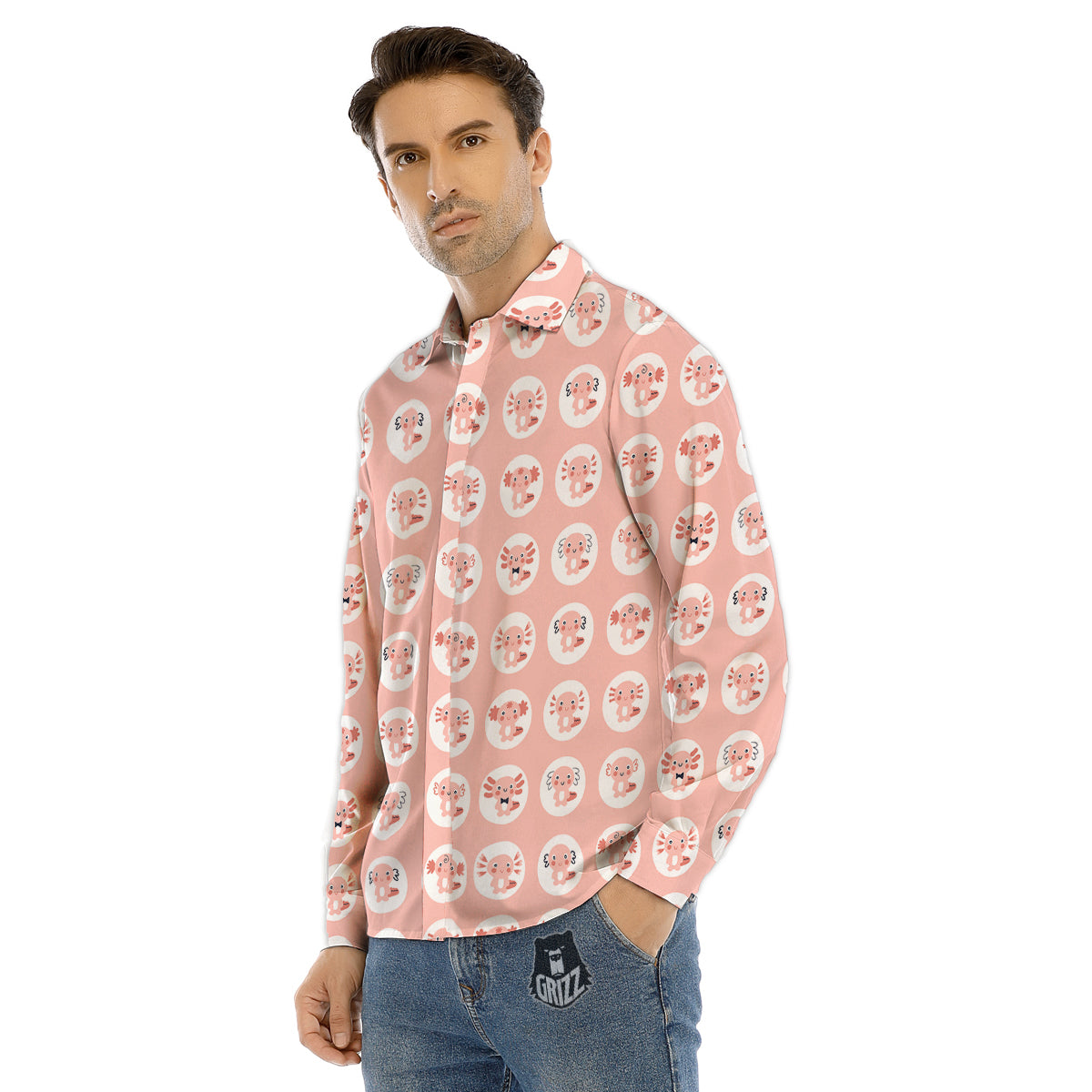 Axolotl Baby Print Pattern Men's Dress Shirts-grizzshop