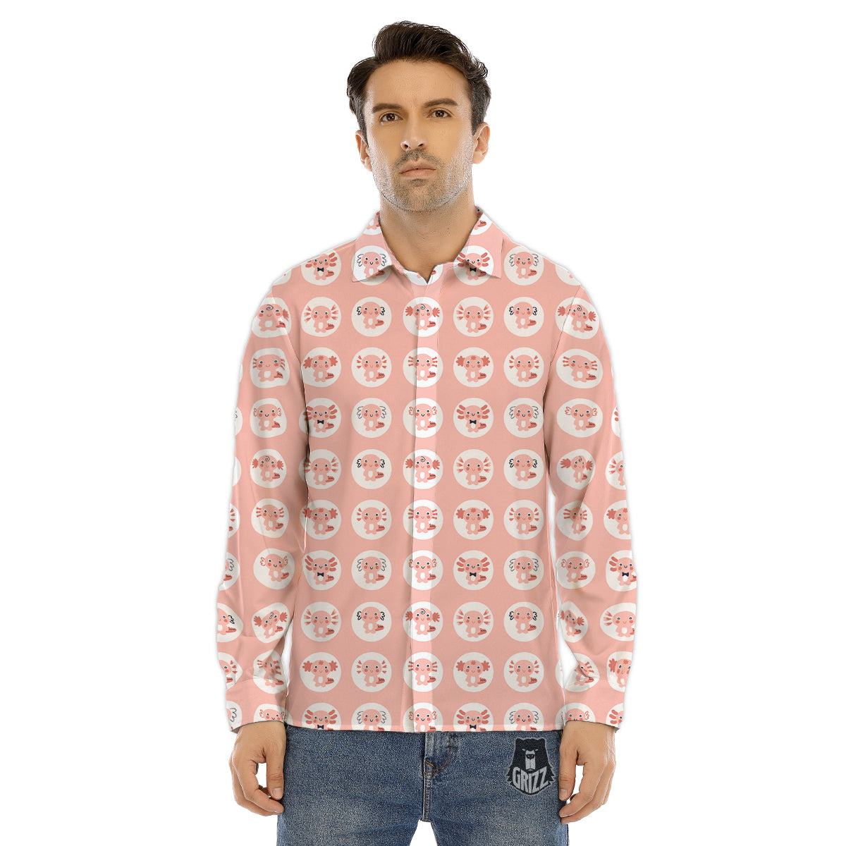 Axolotl Baby Print Pattern Men's Dress Shirts-grizzshop