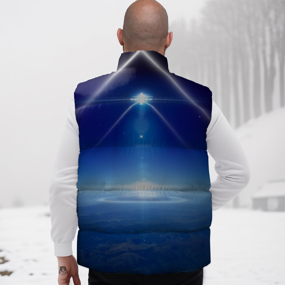 Axolotl Black Pattern Print Down Vest