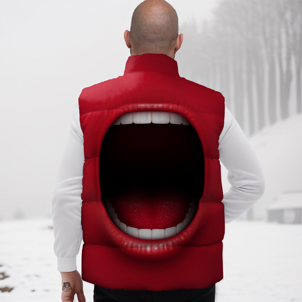 Axolotl Blue Pattern Print Down Vest