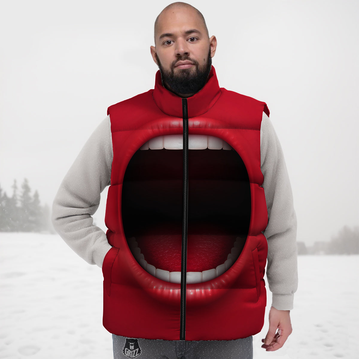 Axolotl Blue Pattern Print Down Vest