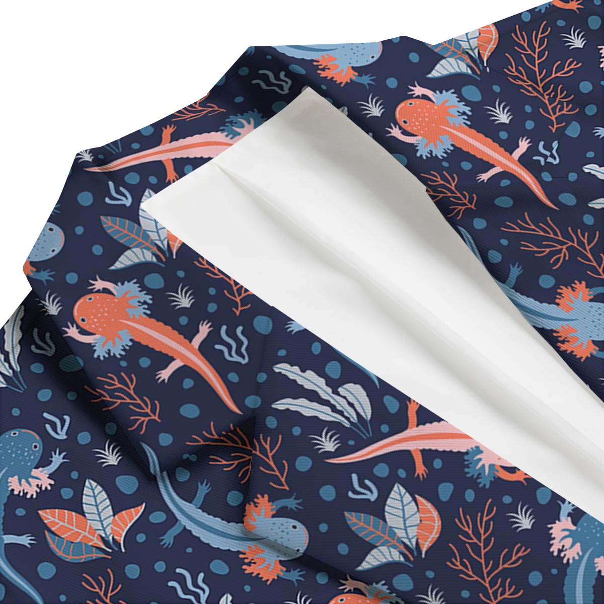 Axolotl Blue Pattern Print Men's Blazer-grizzshop