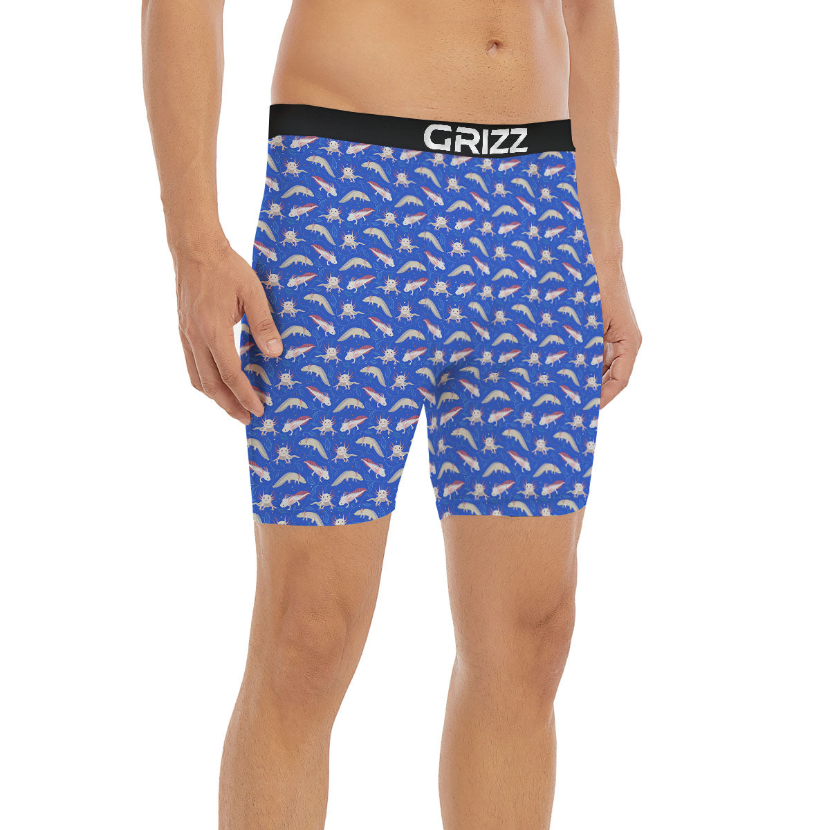 Axolotl Blue Print Pattern Boxer Briefs-grizzshop