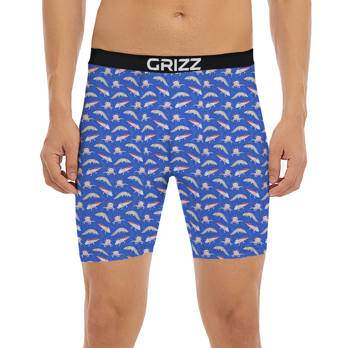 Axolotl Blue Print Pattern Boxer Briefs-grizzshop