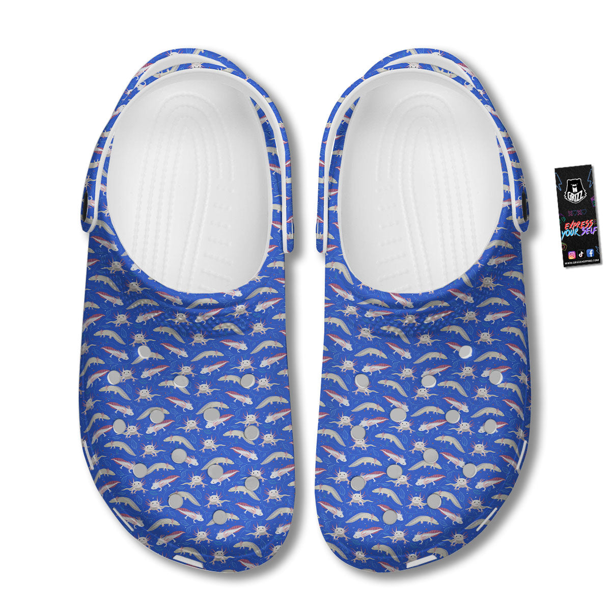 Axolotl Blue Print Pattern Clog-grizzshop