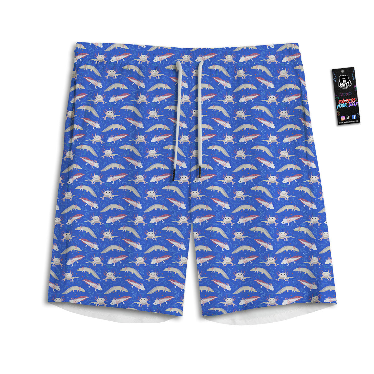 Axolotl Blue Print Pattern Men's Athletic Shorts