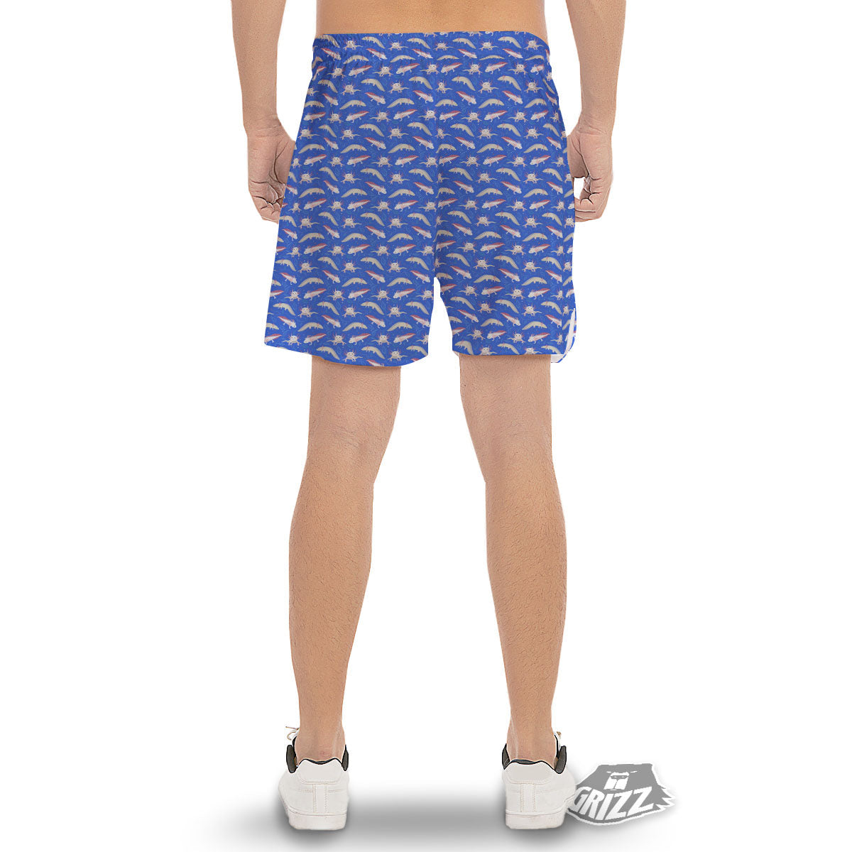 Axolotl Blue Print Pattern Men's Gym Shorts-grizzshop