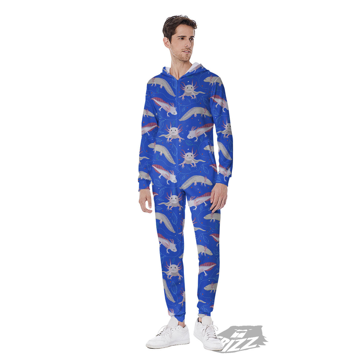 Axolotl Blue Print Pattern Men's Jumpsuit-grizzshop