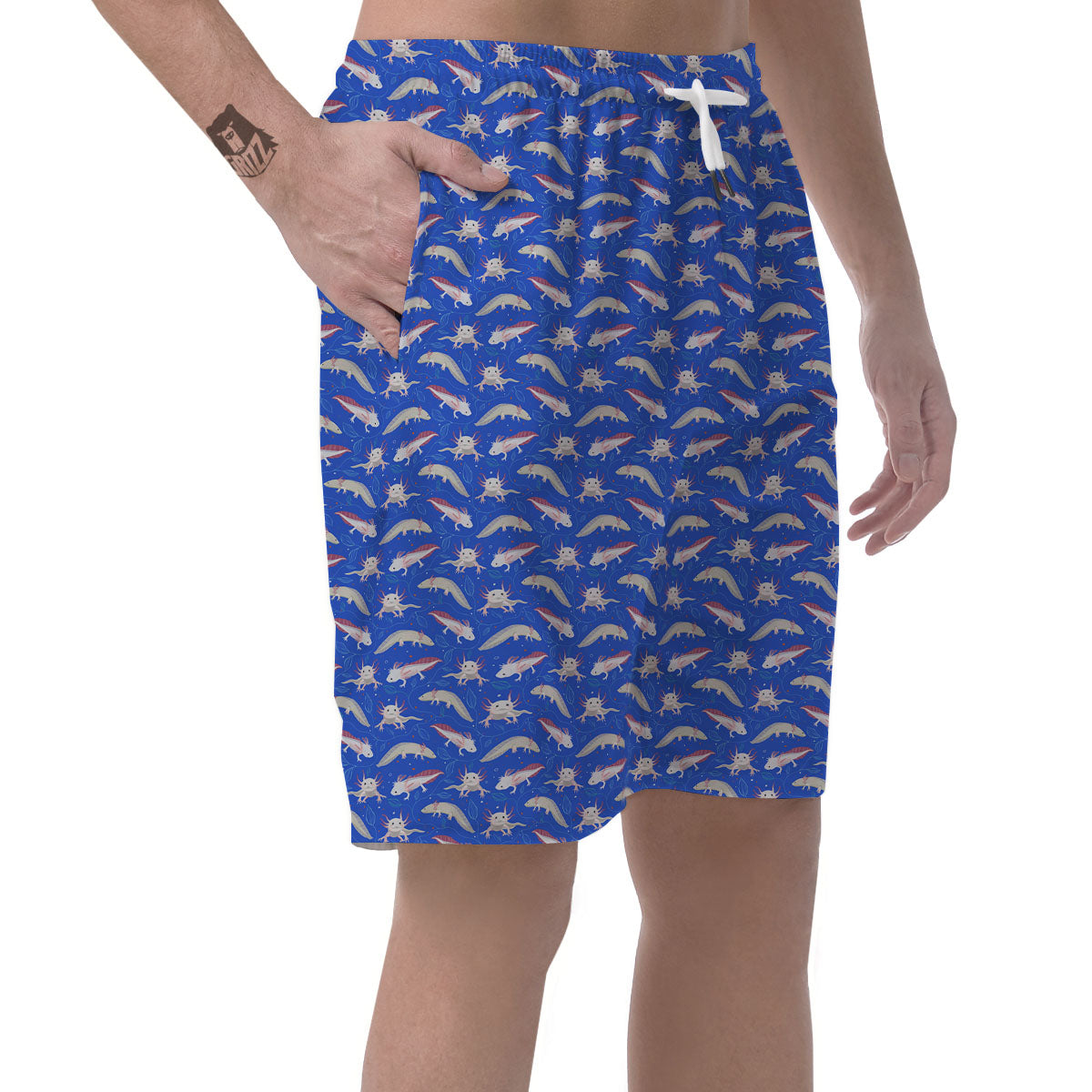 Axolotl Blue Print Pattern Men's Shorts-grizzshop