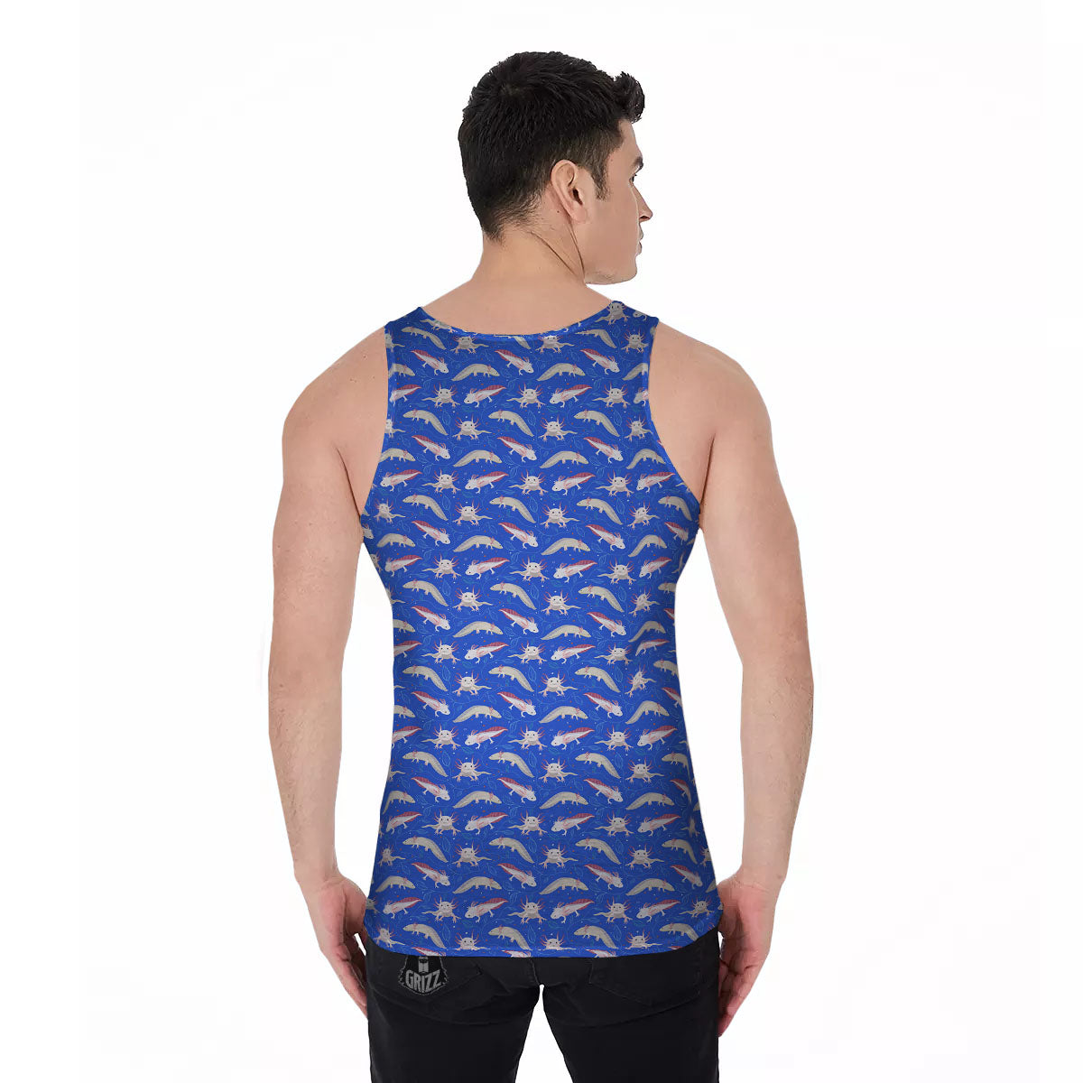 Axolotl Blue Print Pattern Men's Tank Top-grizzshop
