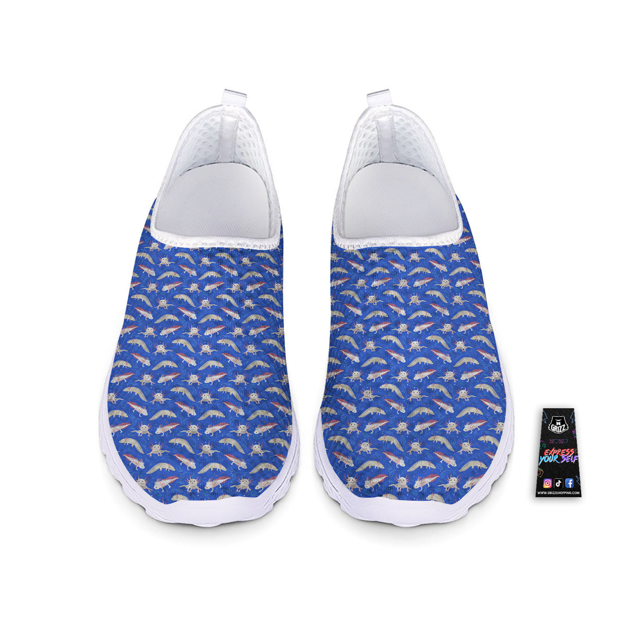 Axolotl Blue Print Pattern Nurse Shoes-grizzshop