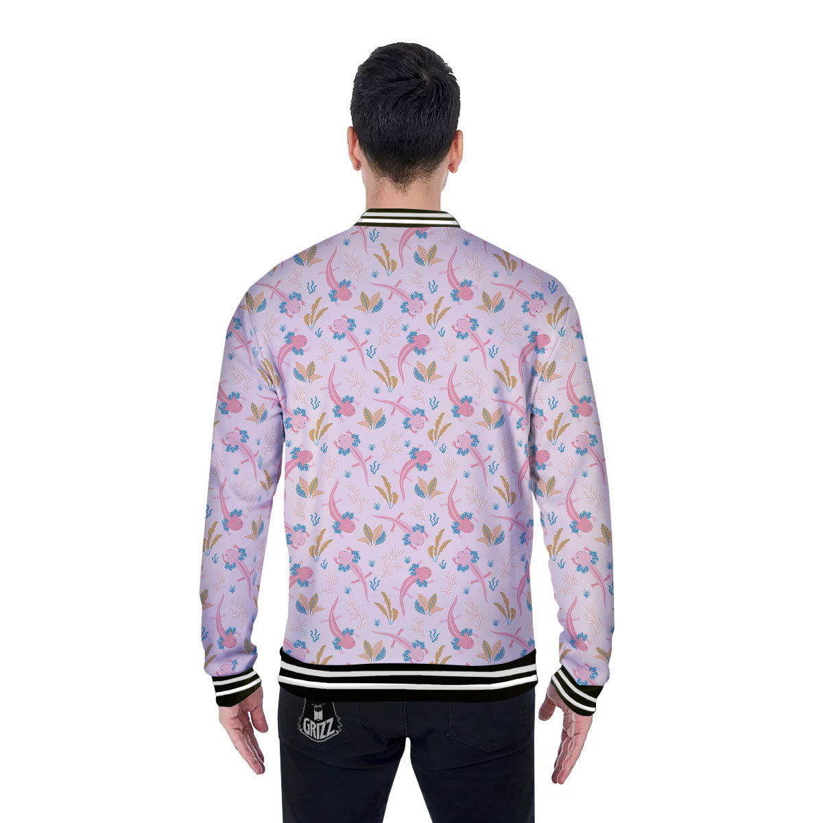 Axolotl Pastel Print Pattern Baseball Jacket-grizzshop