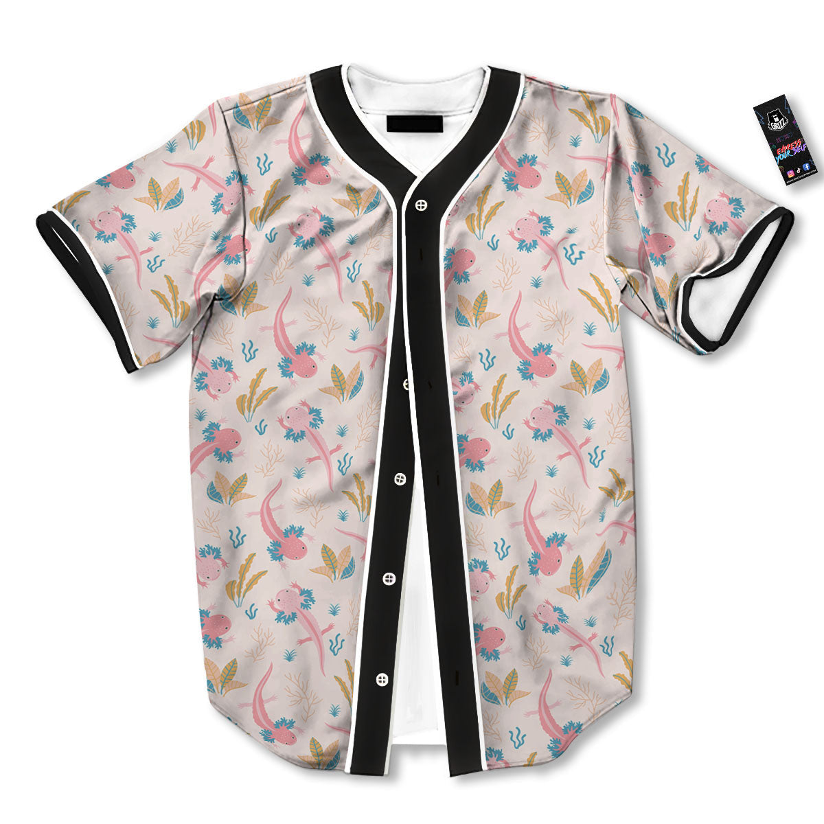 Axolotl Pastel Print Pattern Baseball Jersey-grizzshop