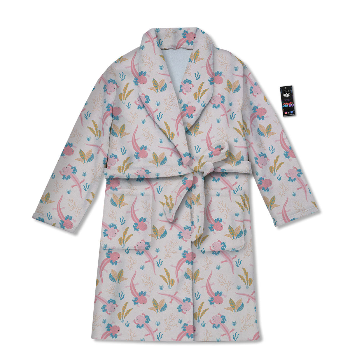 Axolotl Pastel Print Pattern Bathrobe-grizzshop