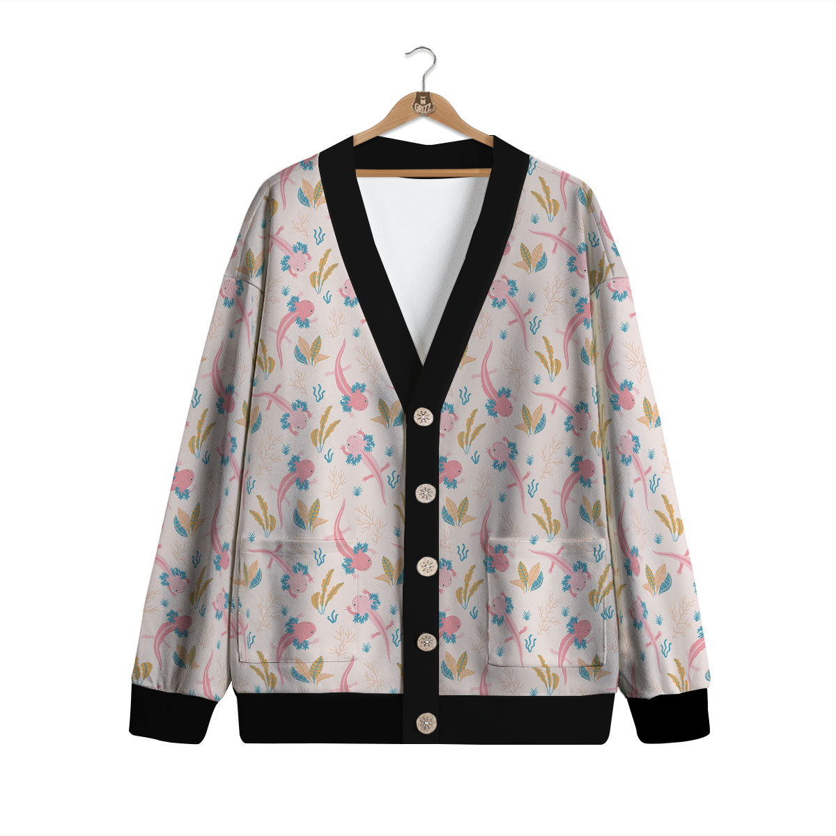 Axolotl Pastel Print Pattern Cardigan-grizzshop