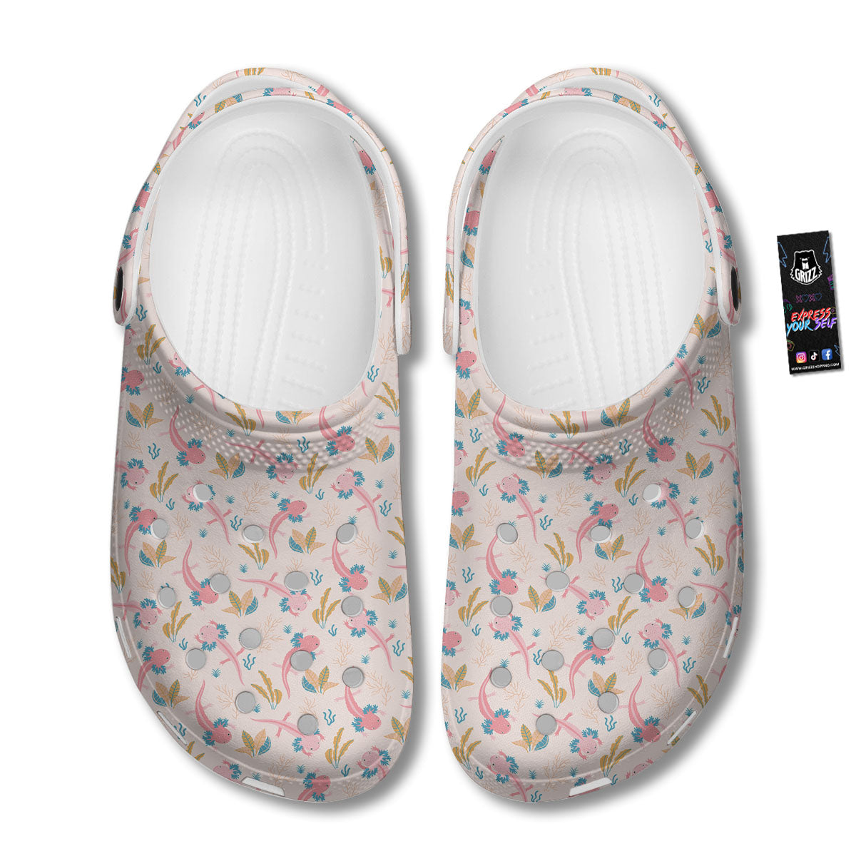 Axolotl Pastel Print Pattern Clog-grizzshop