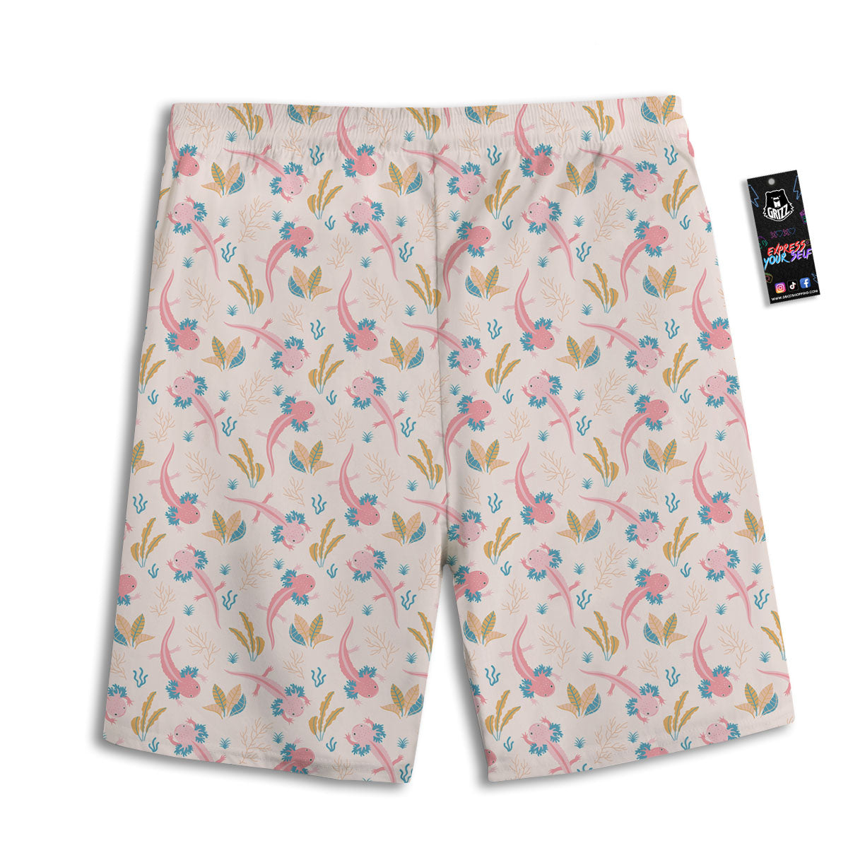 Axolotl Pastel Print Pattern Men's Athletic Shorts