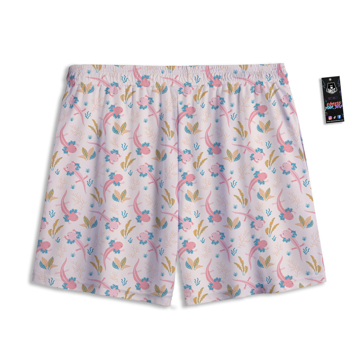 Axolotl Pastel Print Pattern Mesh Shorts