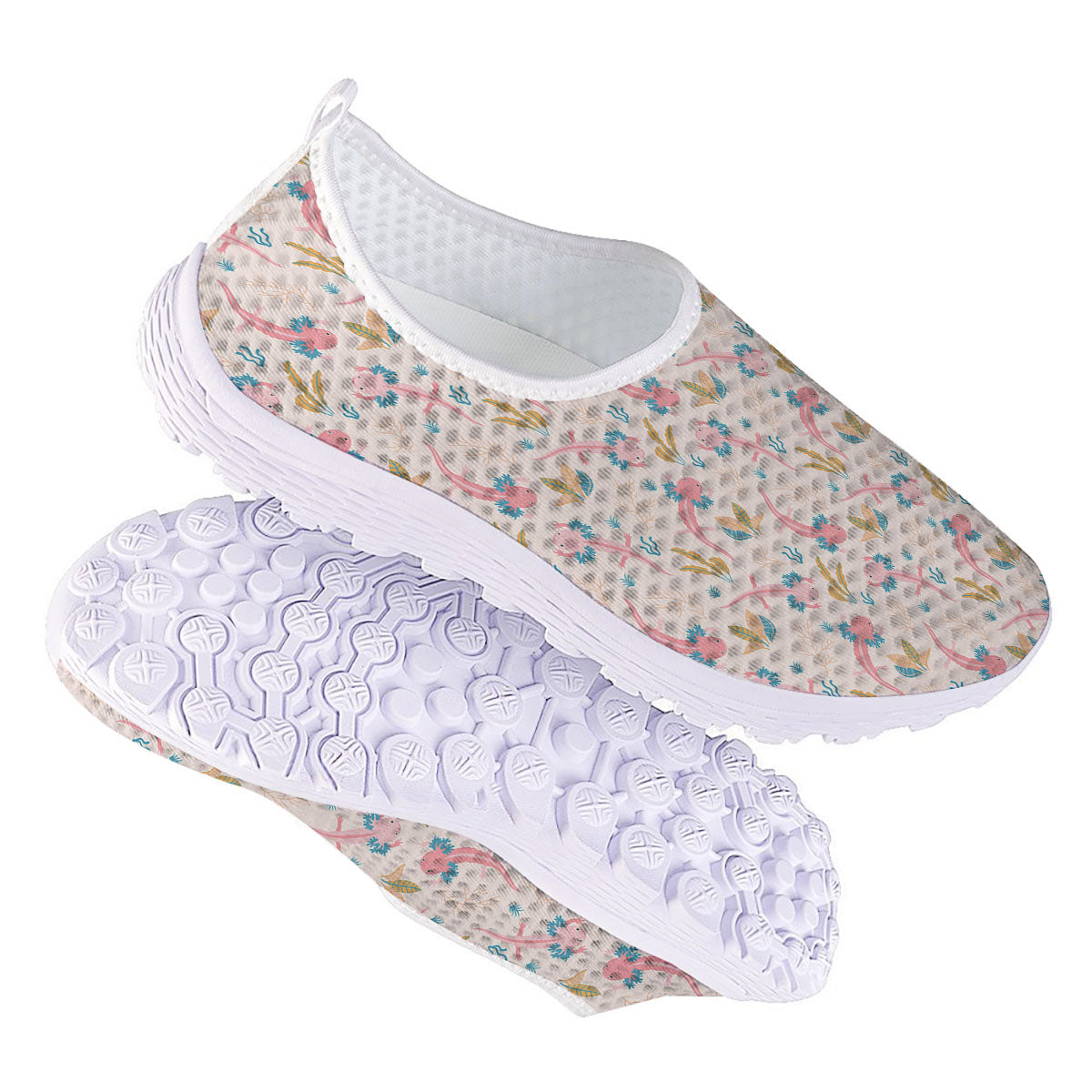 Axolotl Pastel Print Pattern Nurse Shoes-grizzshop
