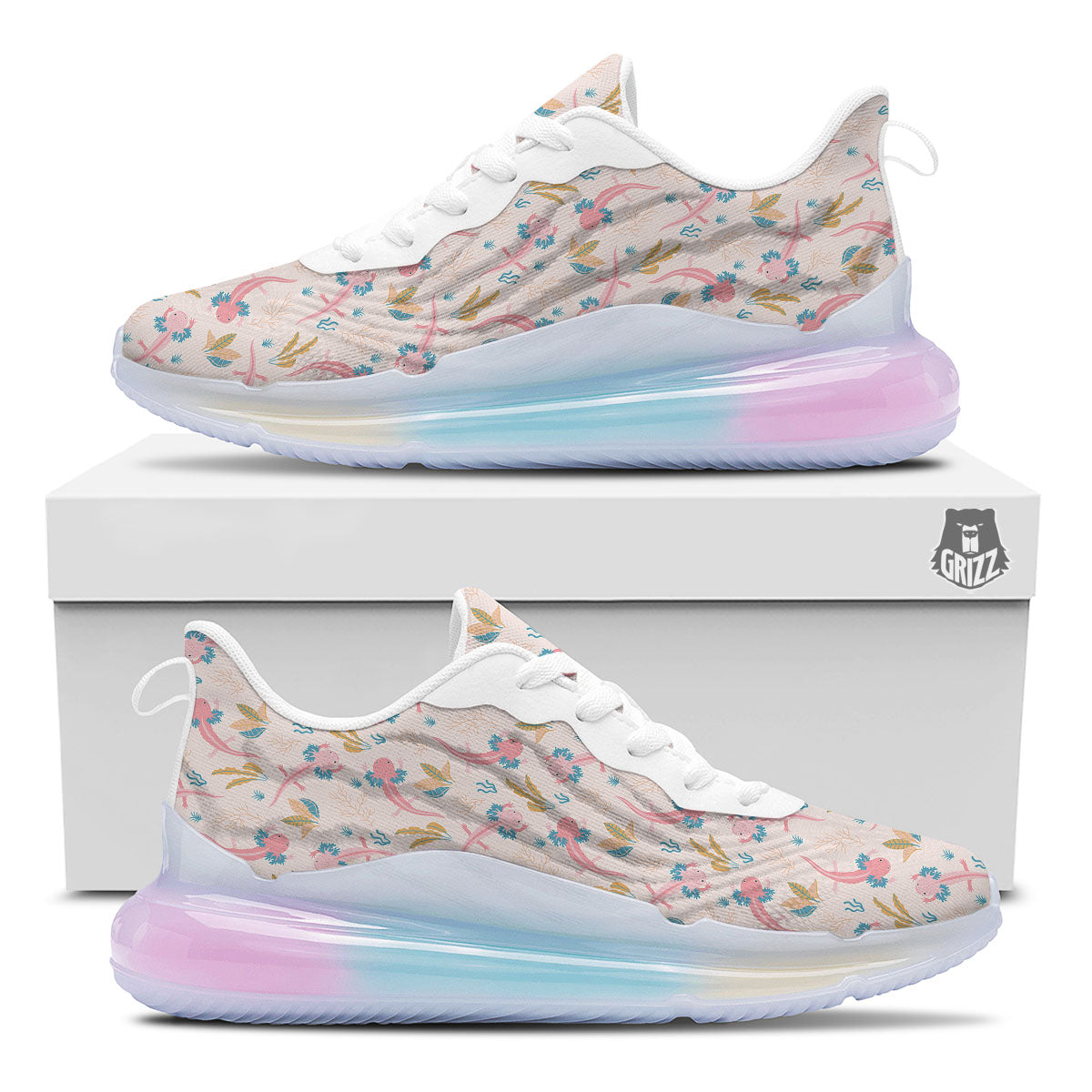 Axolotl Pastel Print Pattern Running Sneakers-grizzshop