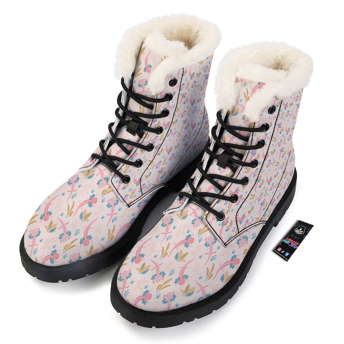 Axolotl Pastel Print Pattern Winter Boots-grizzshop
