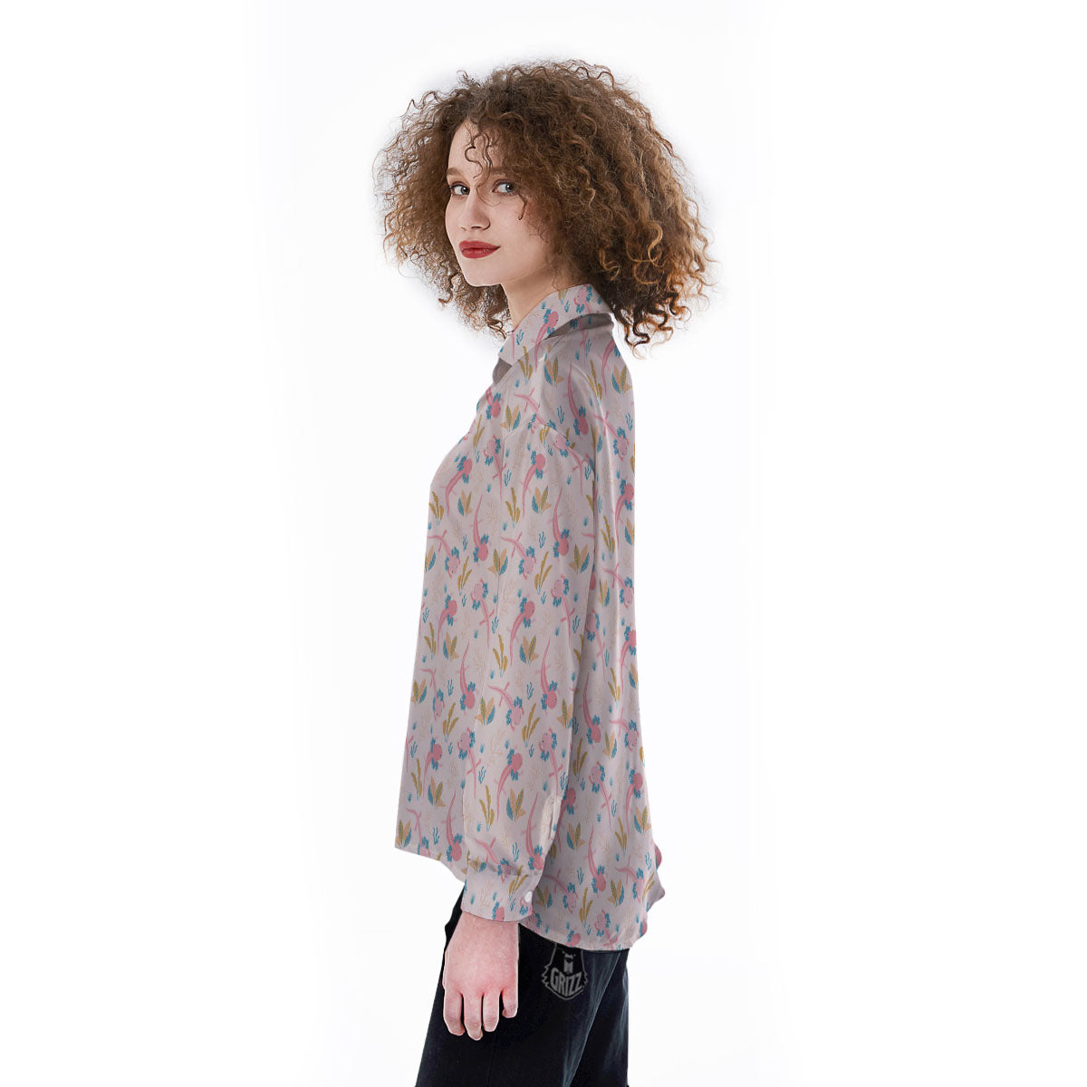 Axolotl Pastel Print Pattern Women's Long Sleeve Shirts-grizzshop