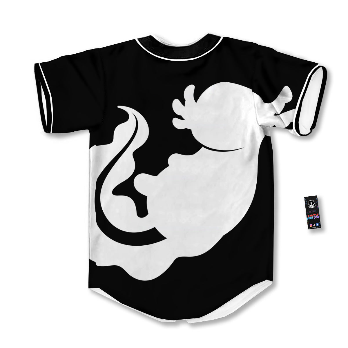 Axolotl White And Black Print Baseball Jersey-grizzshop