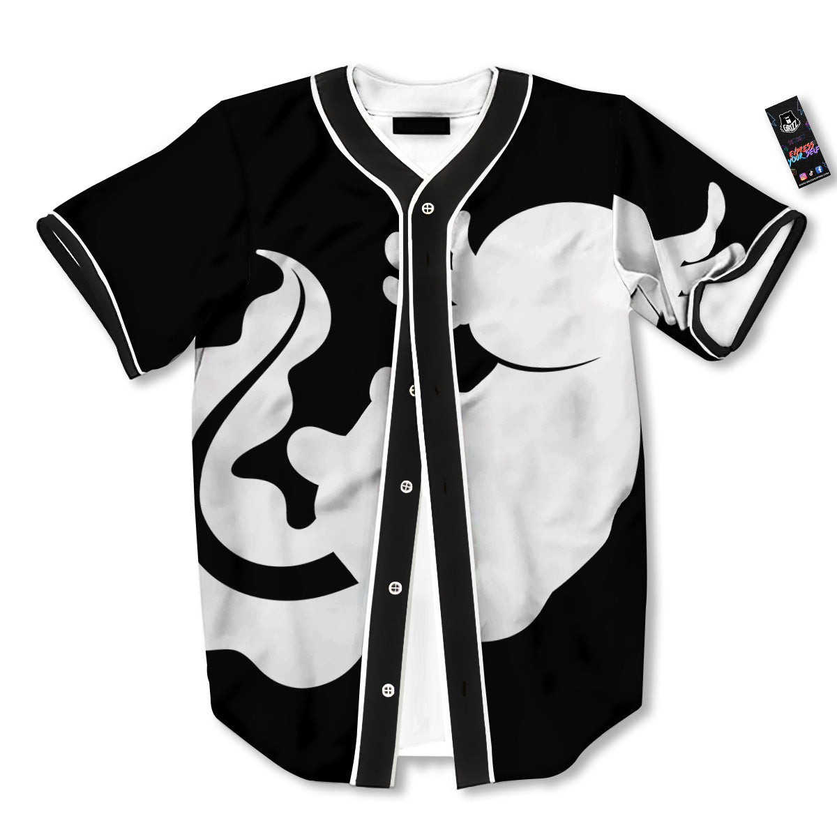 Axolotl White And Black Print Baseball Jersey-grizzshop