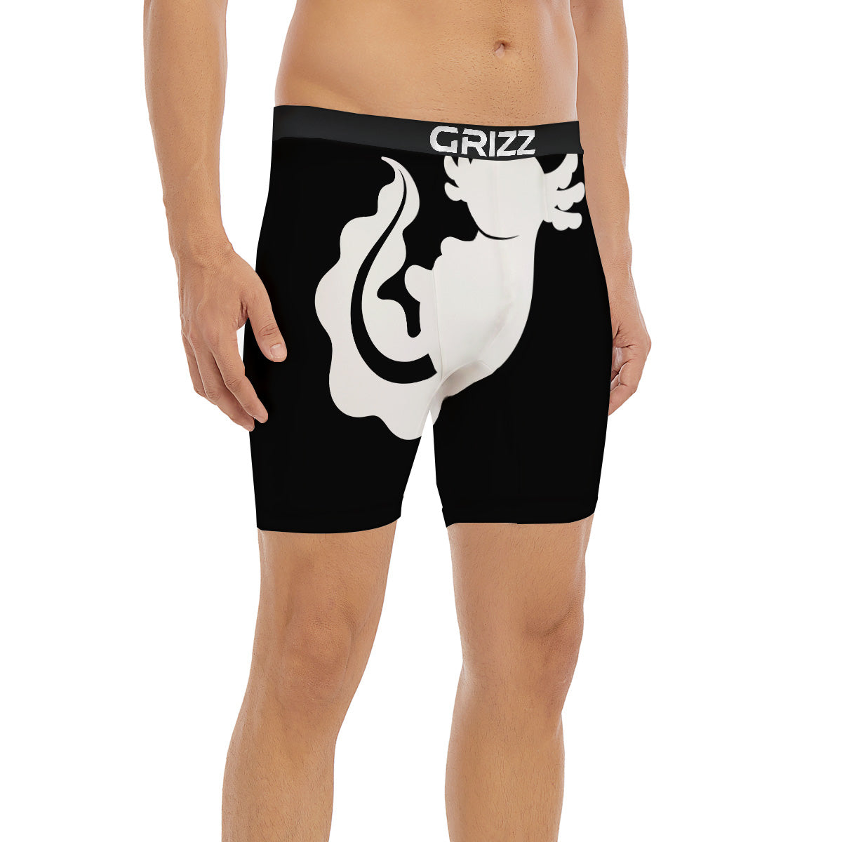 Axolotl White And Black Print Boxer Briefs-grizzshop