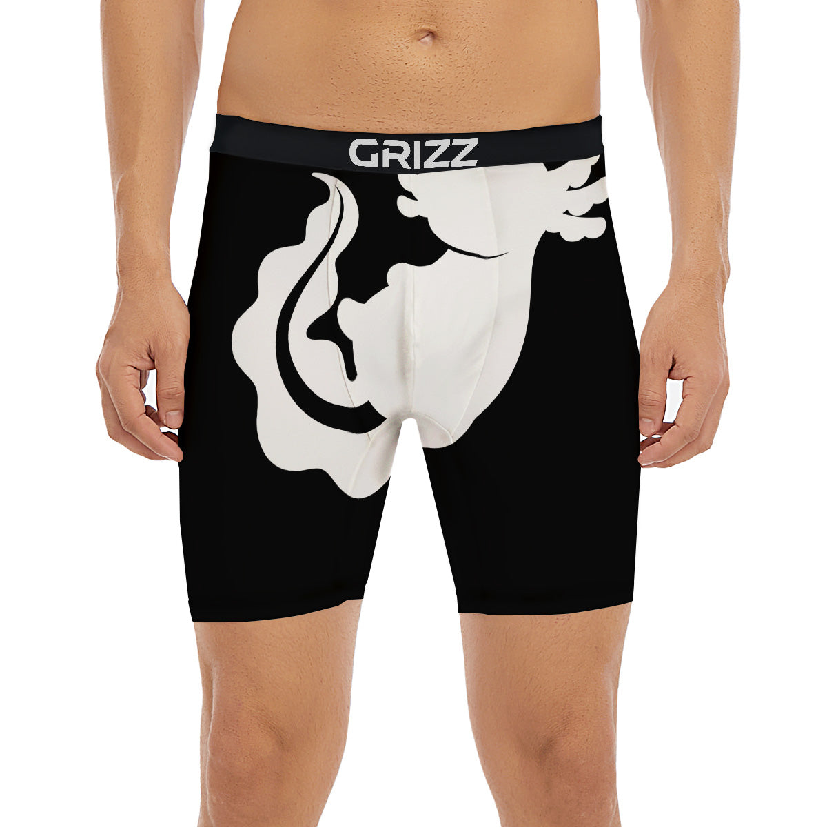 Axolotl White And Black Print Boxer Briefs-grizzshop