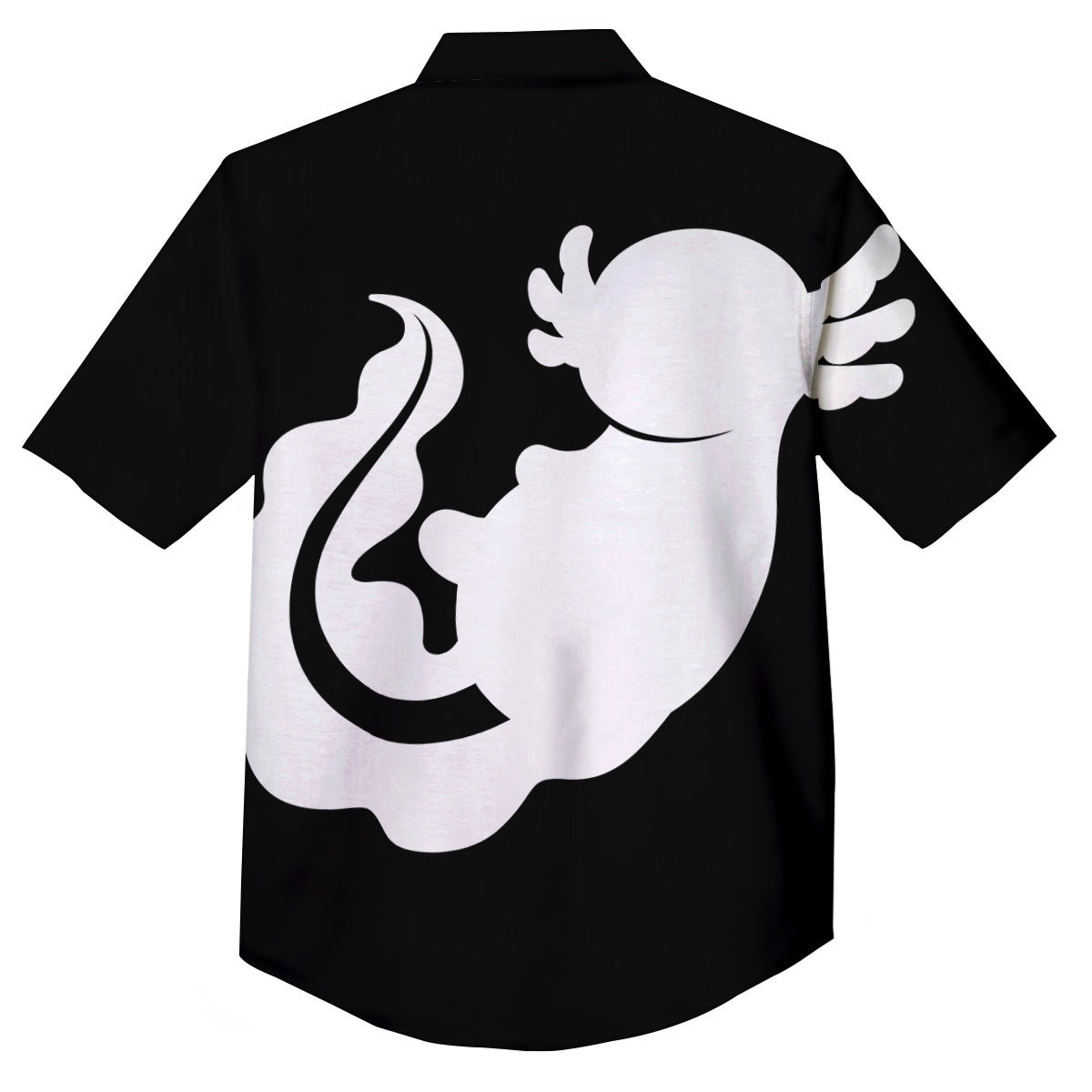 Axolotl White And Black Print Button Up Shirt-grizzshop