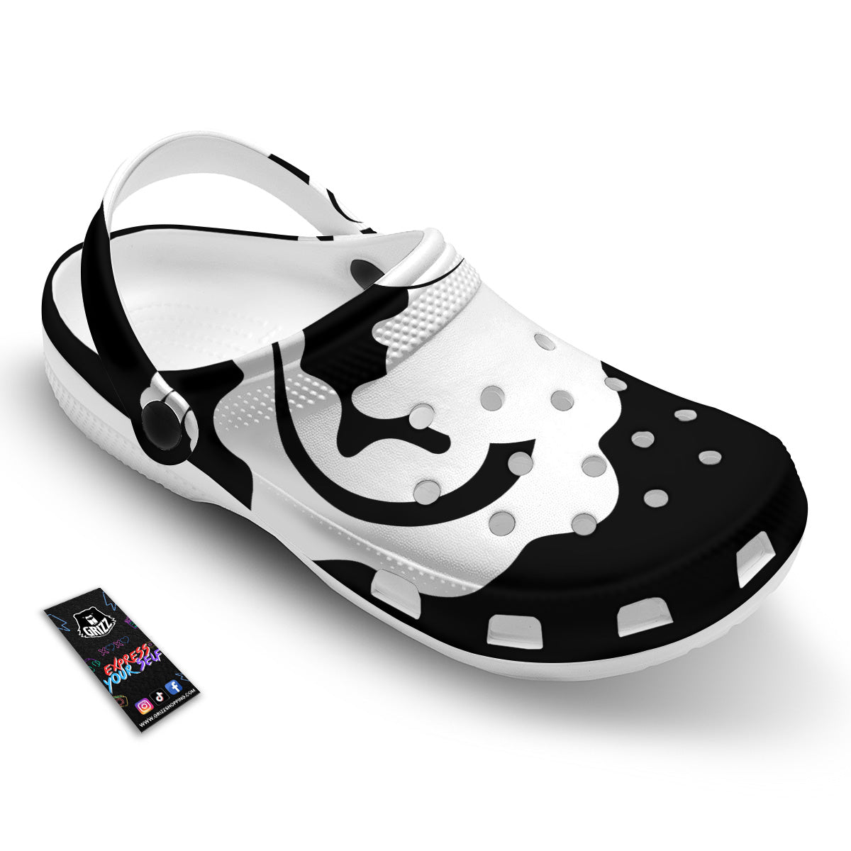 Axolotl White And Black Print Clog-grizzshop