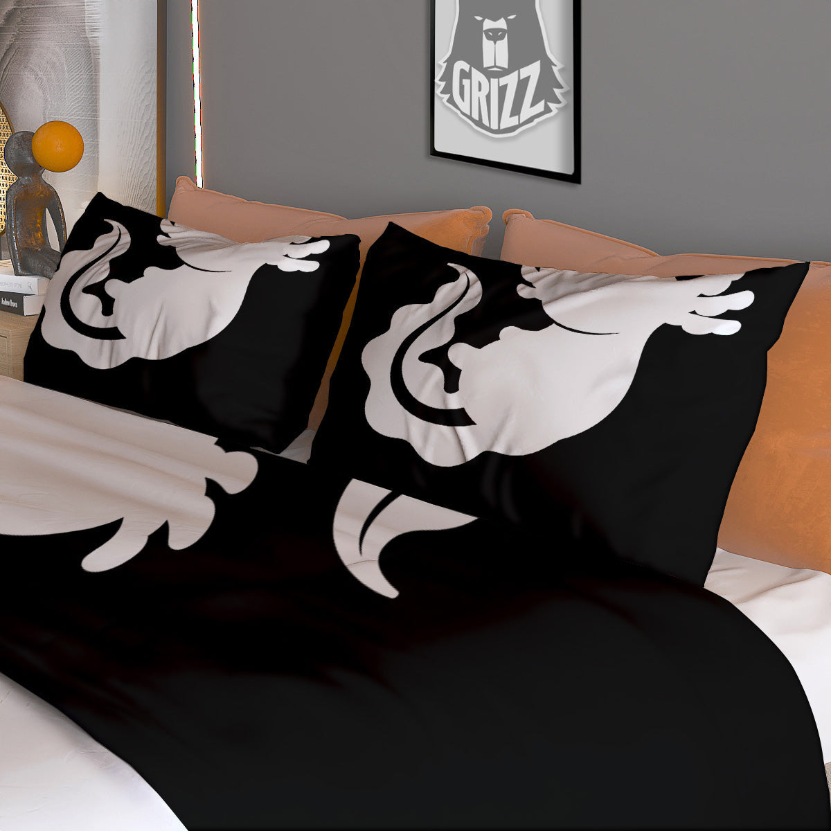 Axolotl White And Black Print Duvet Cover Bedding Set