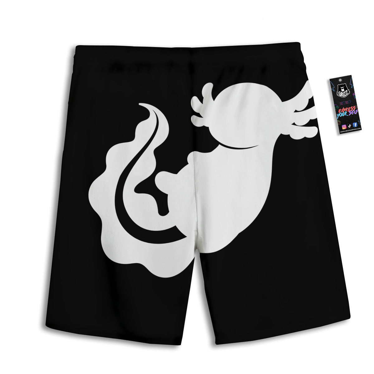 Axolotl White And Black Print Men's Athletic Shorts