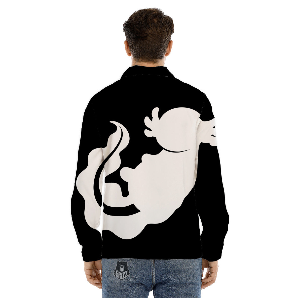 Axolotl White And Black Print Men's Dress Shirts-grizzshop