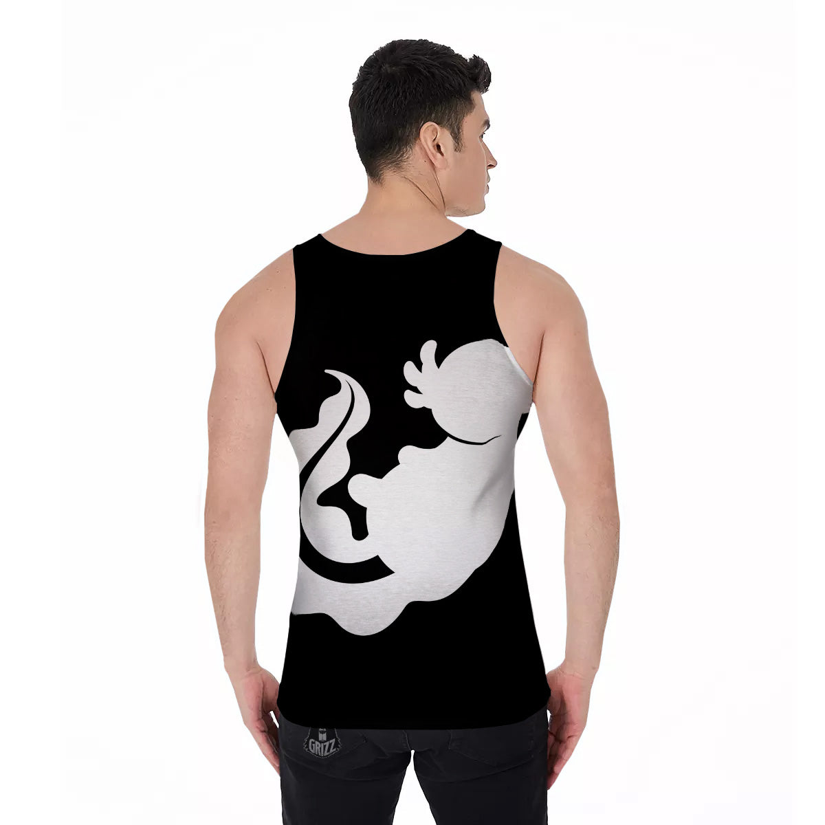 Axolotl White And Black Print Men's Tank Top-grizzshop