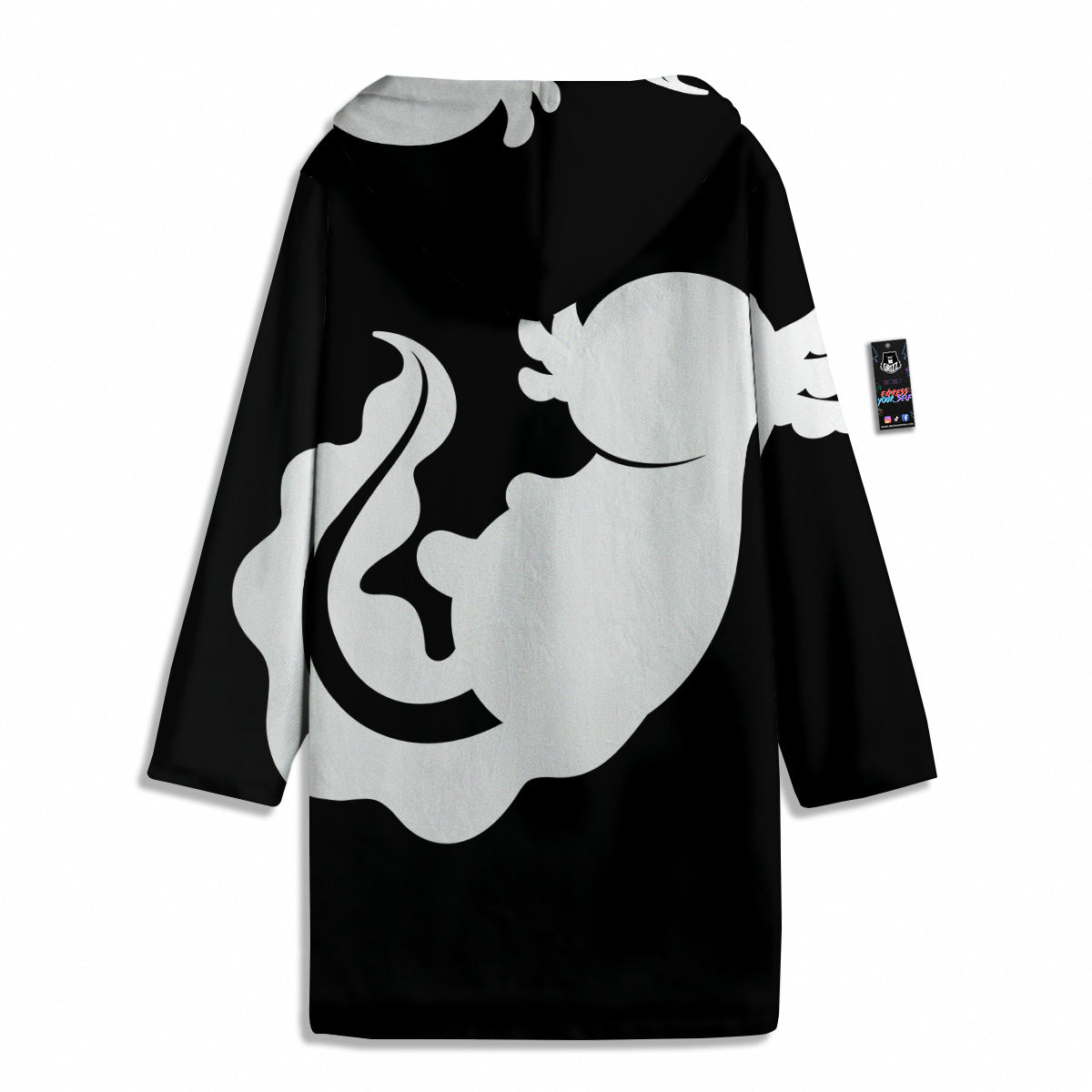 Axolotl White And Black Print Men's Windbreaker Jacket-grizzshop