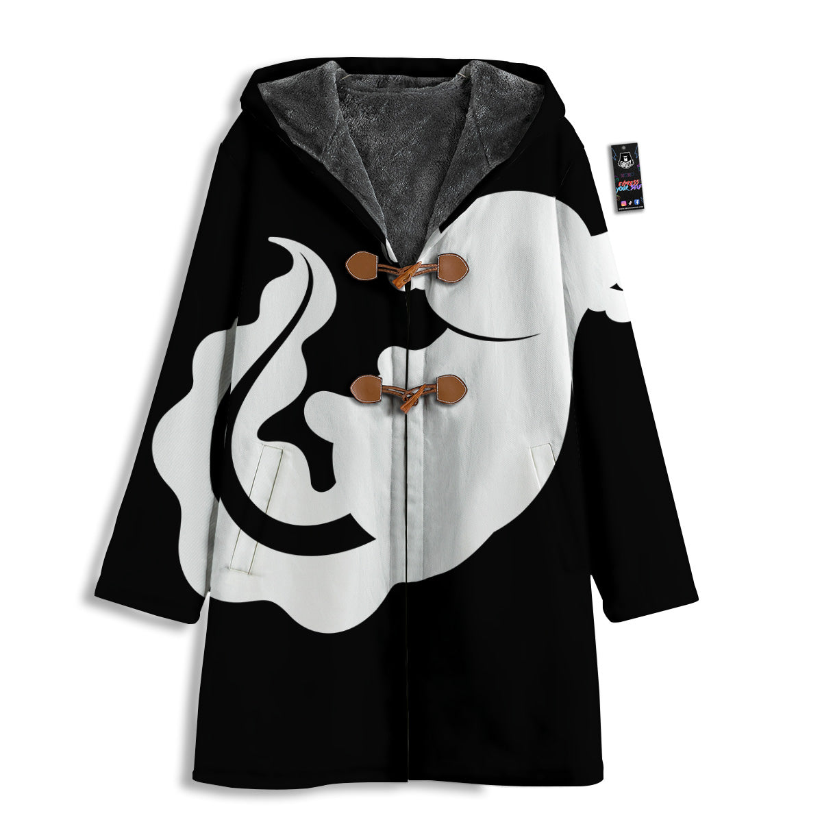 Axolotl White And Black Print Men's Windbreaker Jacket-grizzshop