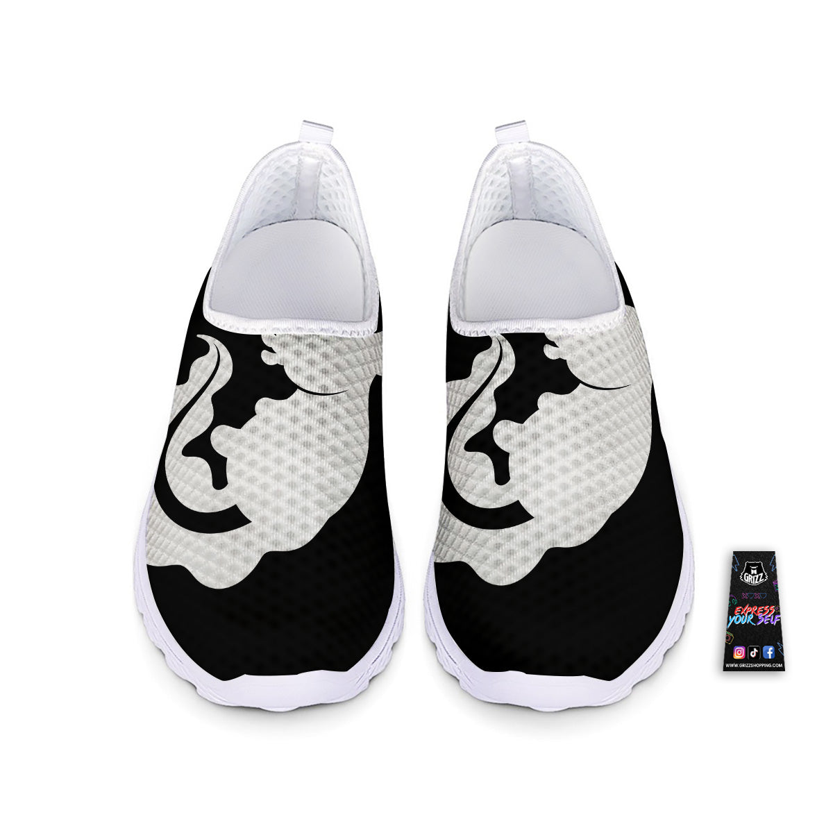 Axolotl White And Black Print Nurse Shoes-grizzshop