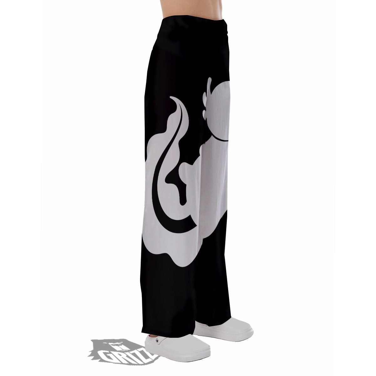 Axolotl White And Black Print Pajama Pants-grizzshop