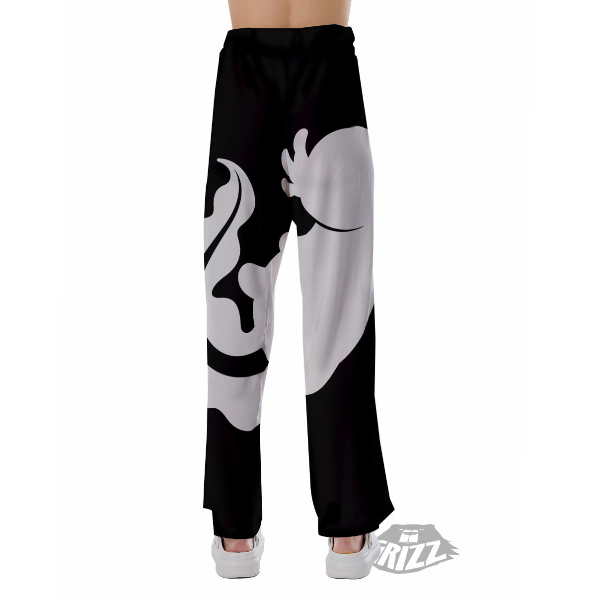 Axolotl White And Black Print Pajama Pants-grizzshop