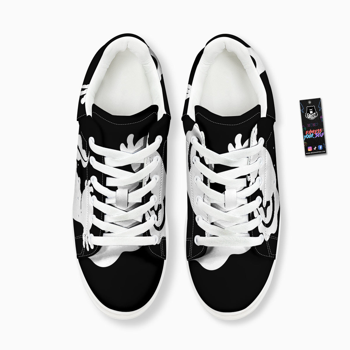 Axolotl White And Black Print Platform Shoes-grizzshop