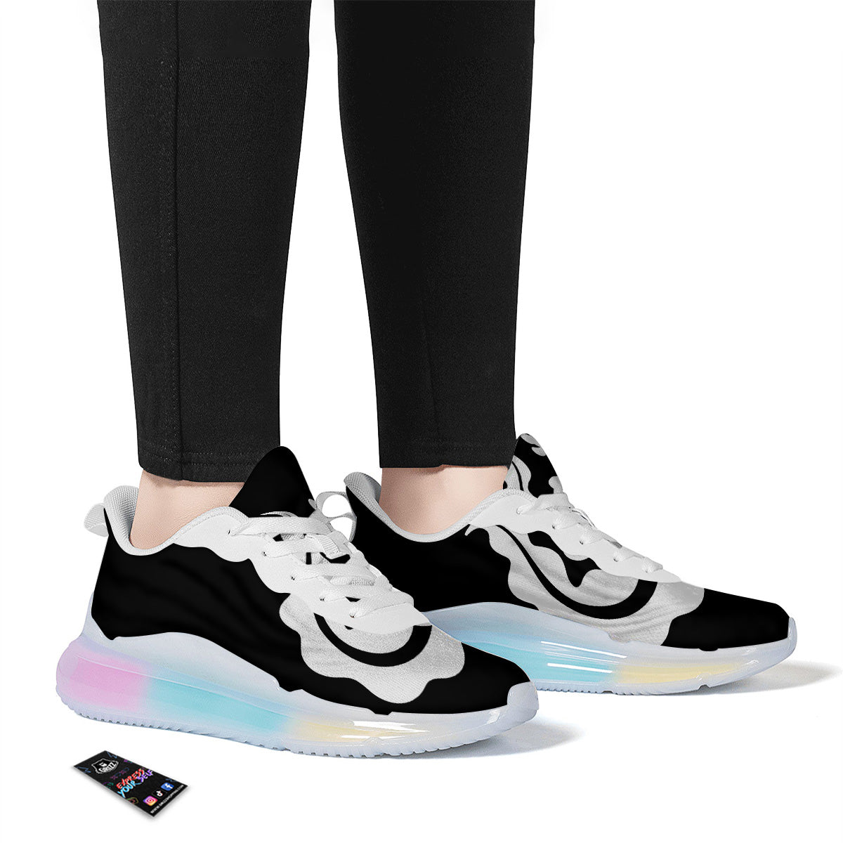 Axolotl White And Black Print Running Sneakers-grizzshop