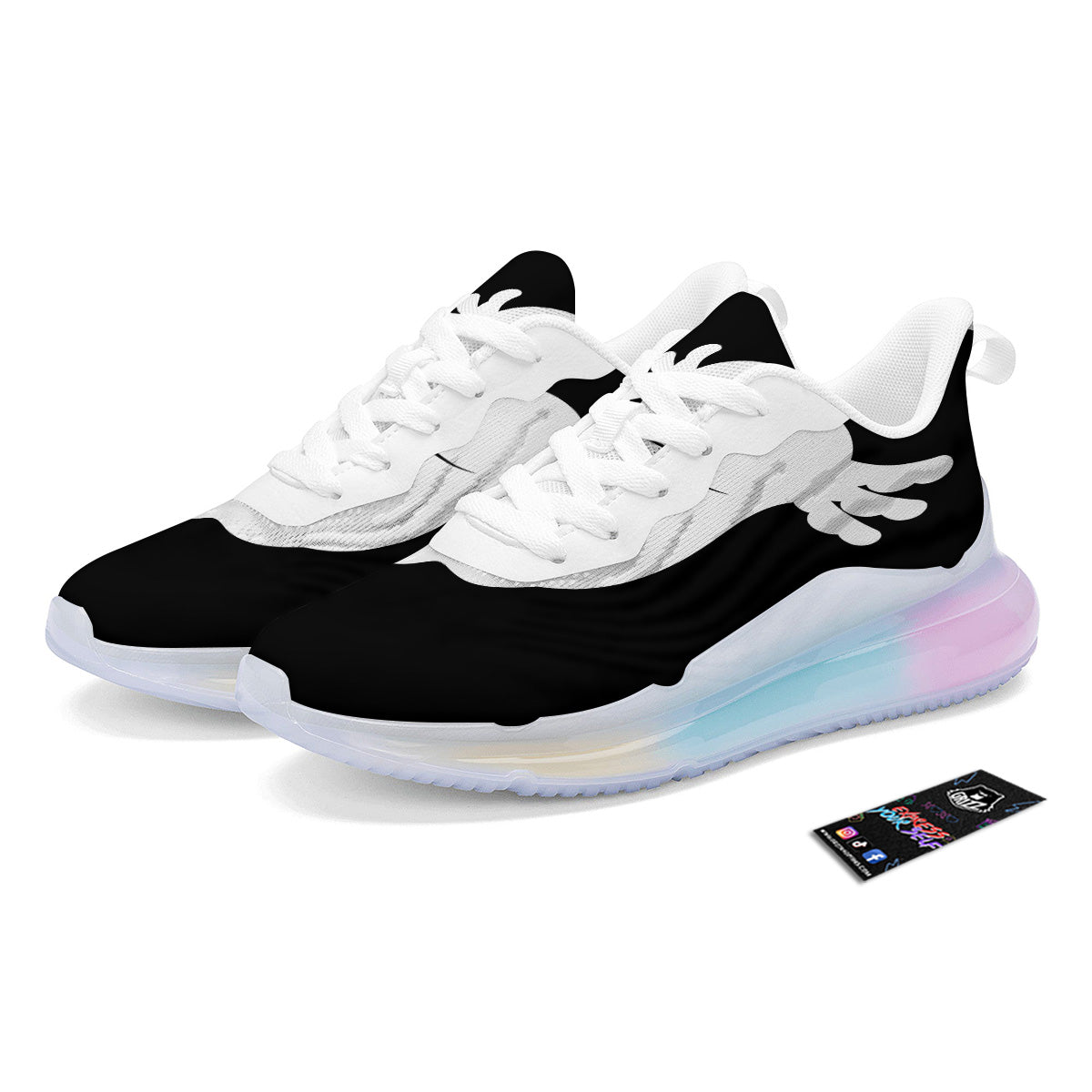 Axolotl White And Black Print Running Sneakers-grizzshop