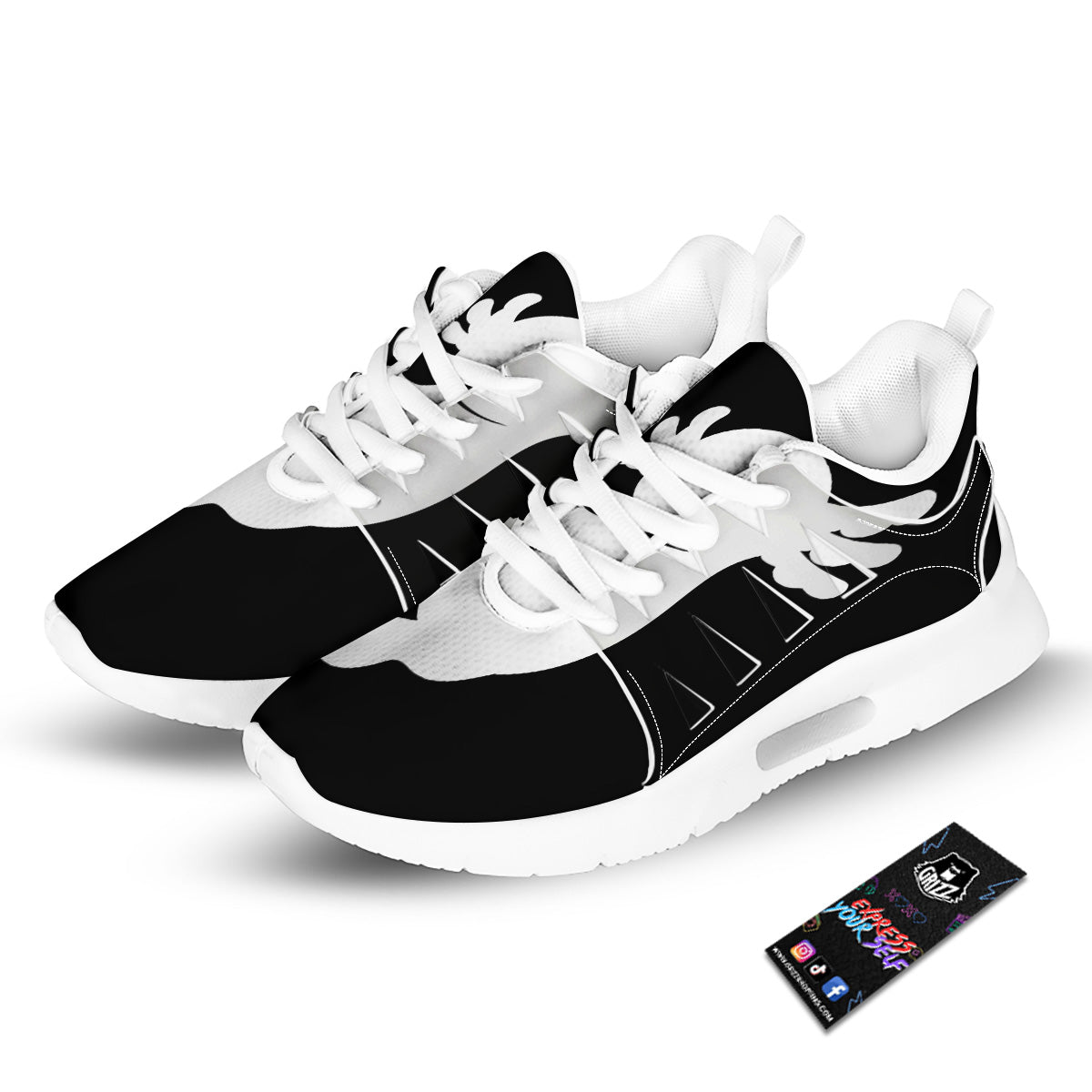 Axolotl White And Black Print Tennis Shoes-grizzshop