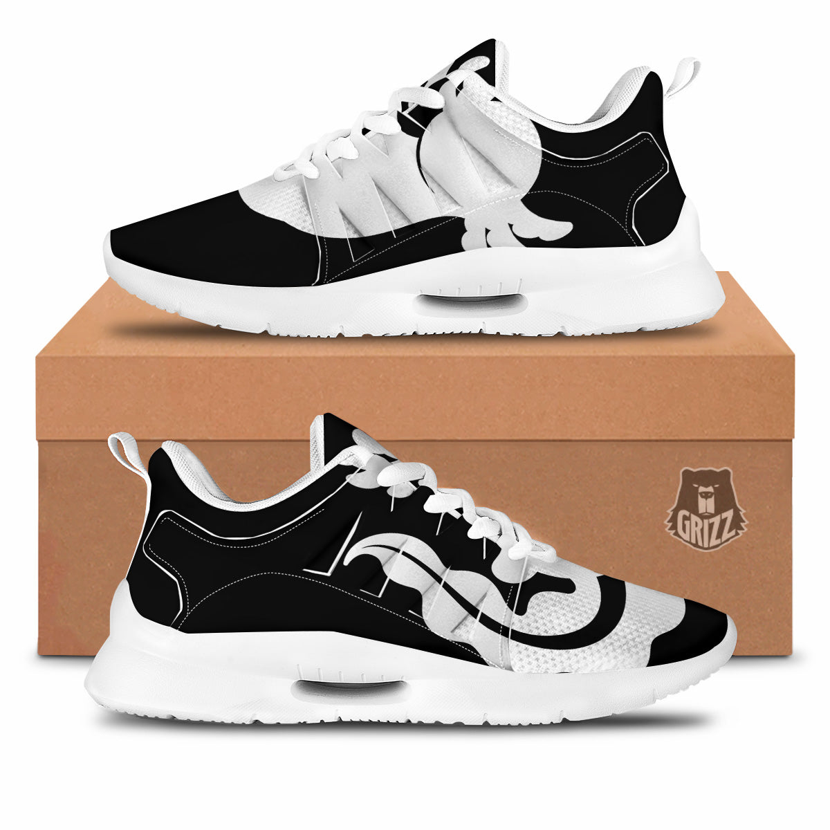 Axolotl White And Black Print Tennis Shoes-grizzshop