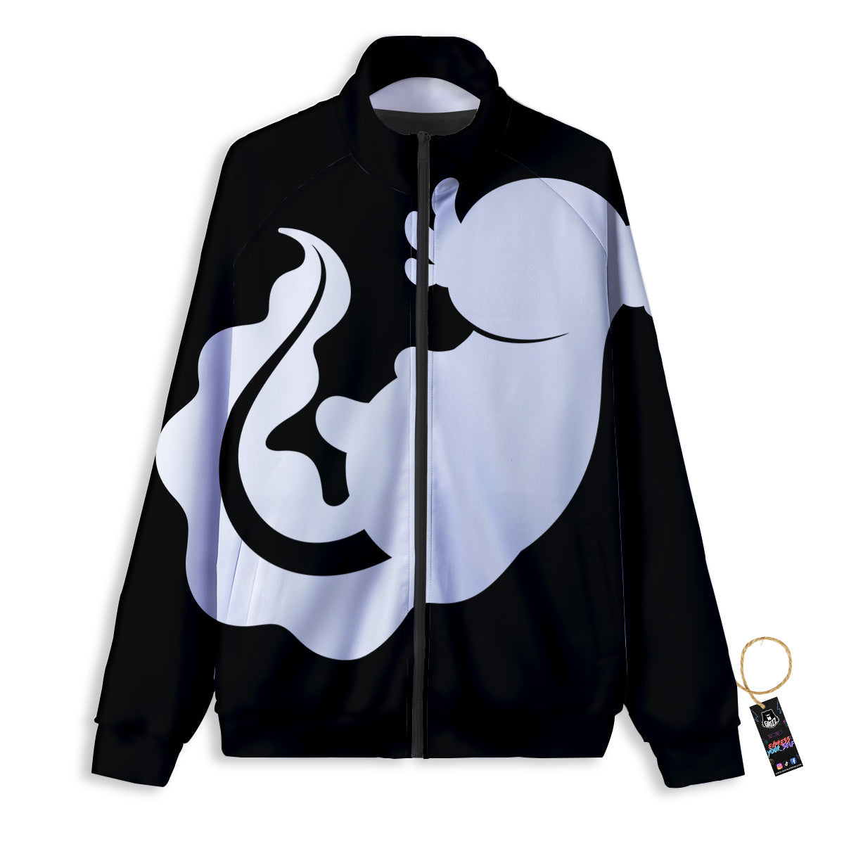 Axolotl White And Black Print Track Jacket-grizzshop