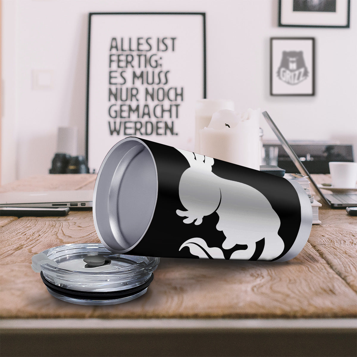 Axolotl White And Black Print Tumbler-grizzshop