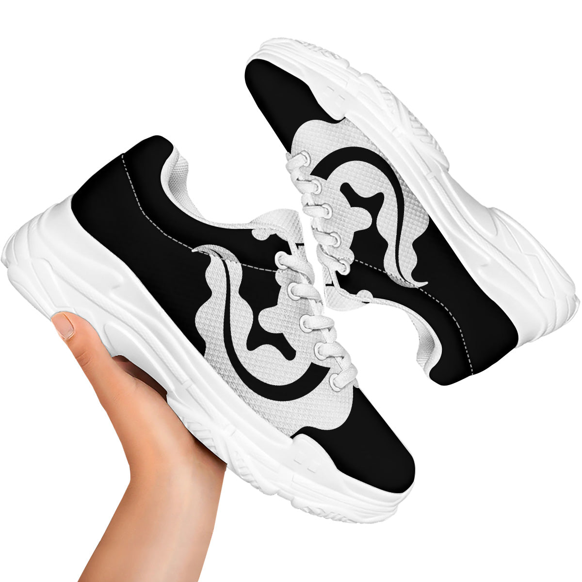 Axolotl White And Black Print White Chunky Shoes-grizzshop