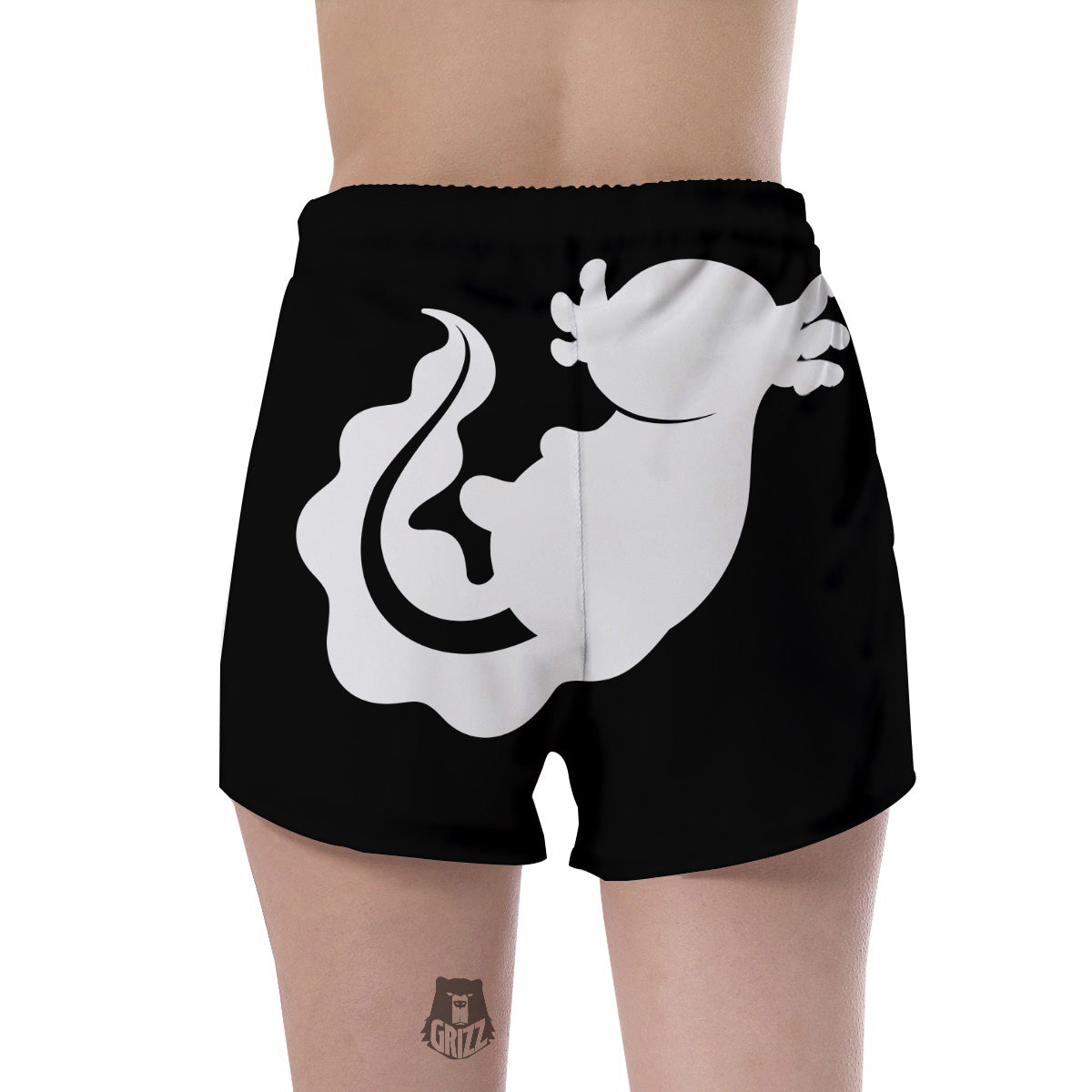 Axolotl White And Black Print Women's Shorts-grizzshop